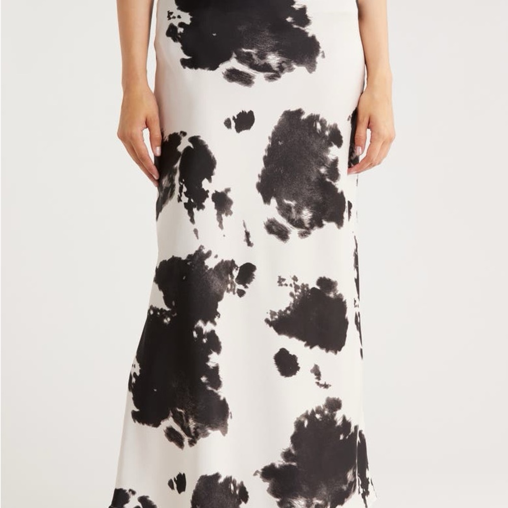 Renee C. Black & White Cow-Print Maxi Skirt